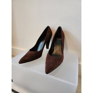 Stuart Weitzman Heels, Dark Brown Suede, Size 7.5